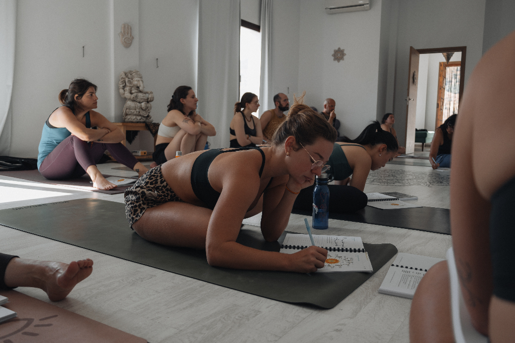 Students in workshop moment during MBA 200-hour YTT in Málaga